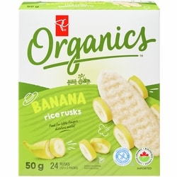 PC Biologique Biscottes de riz banane 50 g, 5,38 $/100g