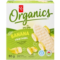 PC Biologique Biscottes de riz banane 50 g, 5,38 $/100g