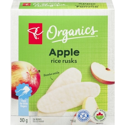 PC Organics Apple Rice Rusks 50 g, $5.00/100g