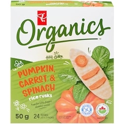 PC Organics Organic Pumpkin, Carrot, and Spinach Rice Rusks 50 g, $6.00/100g