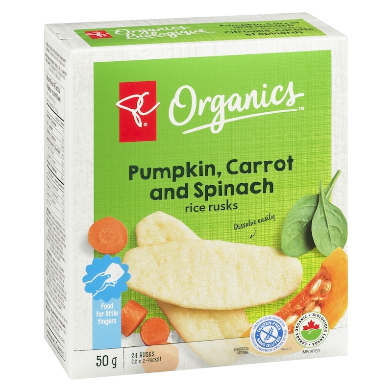 Pumpkin, Carrot And Spinach Rice Rusks