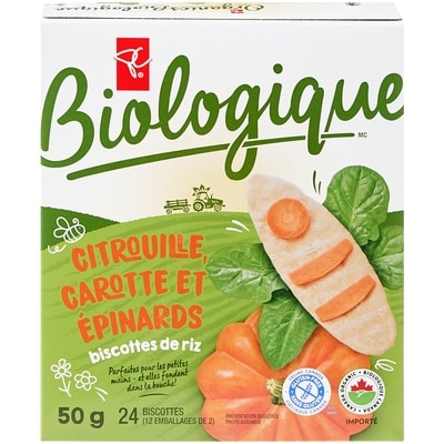 Biscottes de riz Citrouille, carottes et épinards Biologique