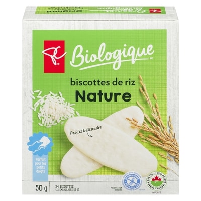 PC Biologique Biscottes de riz nature 50 g, 6,00 $/100g