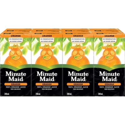 Minute Maid Orange Juice Cartons 8x200.0 ml, $0.33/100ml