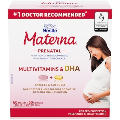 Nestlé Materna Multivitamines prénatales et ADH, emballage groupé 120 ea, 0,34 $/1ch