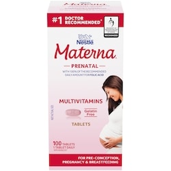 Nestlé Materna Multivitamines prénatales les plus recommandées par les médecins 100 ea, 0,28 $/1ch