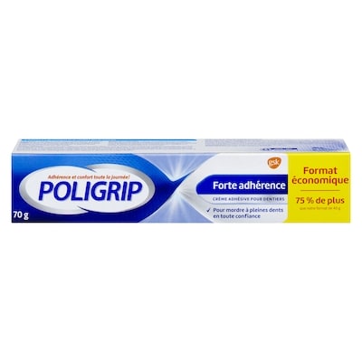 Poligrip Crème adhésive à forte adhérence pour dentier 70 g, 9,99 $/100g