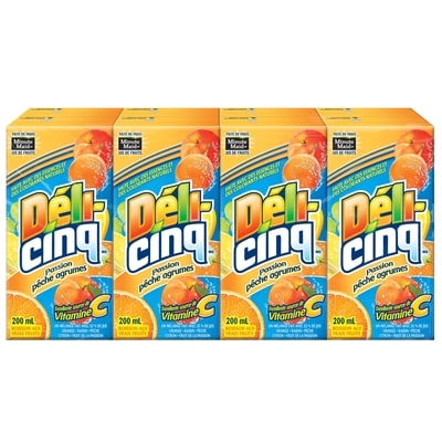 Déli-cinq Jus fruit de la passion agrume pêche 8x200.0 ml, 0,34 $/100ml