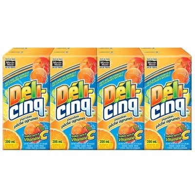 Déli-cinq Jus fruit de la passion agrume pêche 8x200.0 ml, 0,28 $/100ml