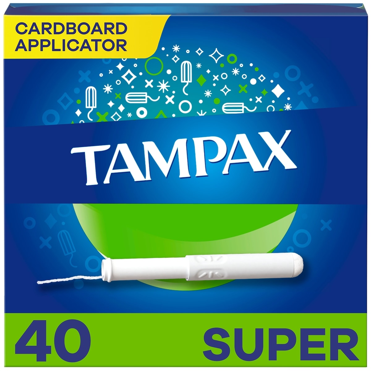 Tampax Cardboard Tampons Super Absorbency, Anti-Slip Grip, LeakGuard Skirt, Unscented, 40 Count 40 ea, $0.32/1ea