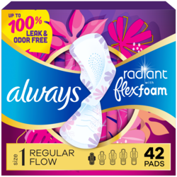 Radiant with FlexFoam Pads, Size 1, Regular, Wings, 42 CT