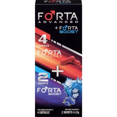 Forta Advanced Capsules + Boost Drink Blue Raspberry Flavour 4 ea, $8.75/1ea