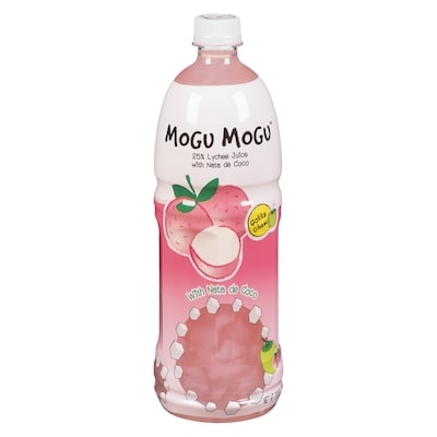 Mogu Mogu Lychee Juice Drink with Nata de Coco 1 l, $0.30/100ml