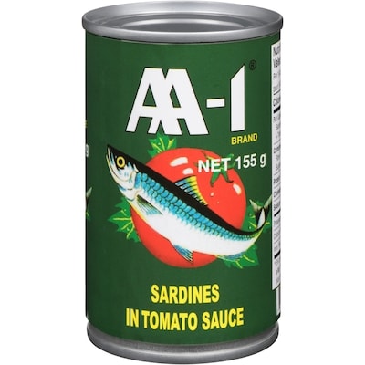 AA1 Sardines in Tomato Sauce 155 g, $0.64/100g