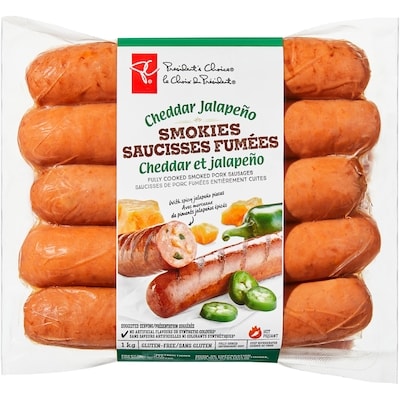 le Choix du Président Saucisses de porc fumées au cheddar et jalapenos 1000 g, 1,60 $/100g