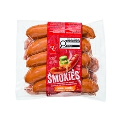 le Choix du Président Saucisses de porc fumées SmokiesMC cheddar et jalapeno 1 kg, 1,50 $/100g