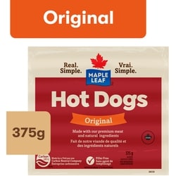 Maple Leaf Original Gluten Free Wieners 375 g, $2.13/100g