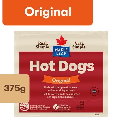 Maple Leaf Saucisses fumées originales sans gluten 375 g, 2,13 $/100g