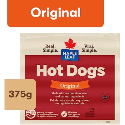 Maple Leaf Saucisses fumes originales sans gluten 375 g, 2,13 $/100g