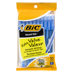BIC Stylos ronds STIC Medium Blue Stick 10x1.0 ea, 0,22 $/1ch