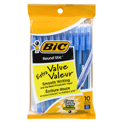 BIC Stylos ronds STIC Medium Blue Stick 10x1.0 ea, 0,30 $/1ch