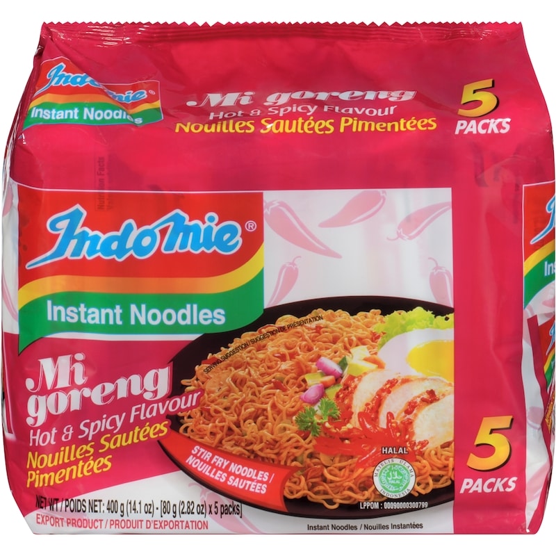 Instant Noodles Mi Goreng Hot & Spicy 5 Packs X 80 G 