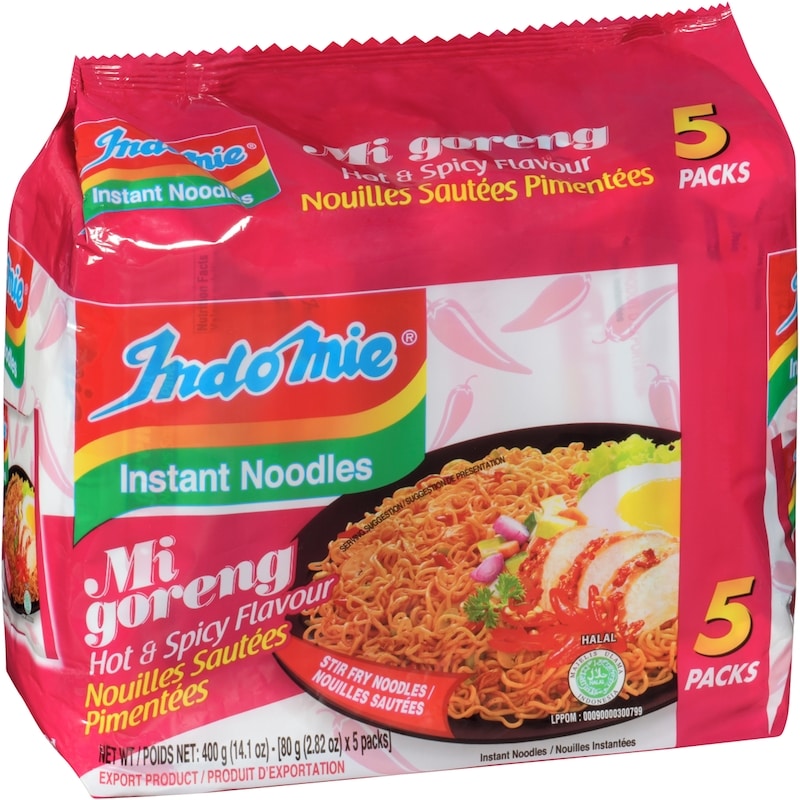 Instant Noodles Mi Goreng Hot & Spicy 5 Packs X 80 G 