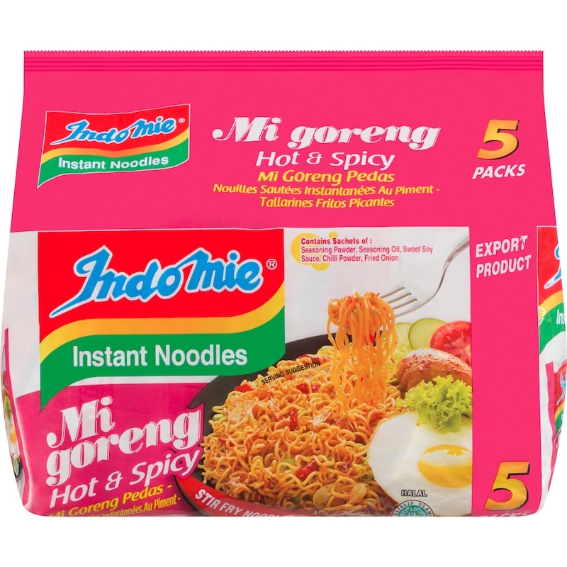 Instant Noodles Mi Goreng Hot & Spicy 5 Packs X 80 G 