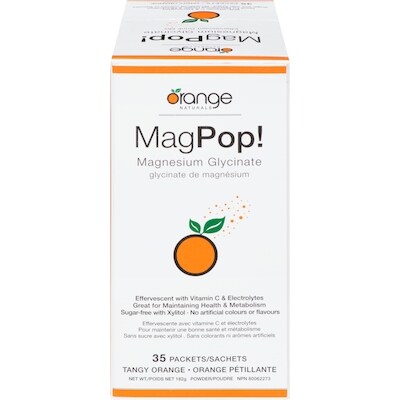 Orange Naturals Glycinate de magnésium en poudre, orange pétillante 35 ea, 0,54 $/1ch