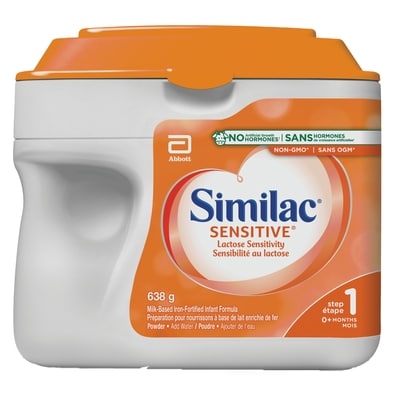 Similac S1 Prép. Sensitive sans lactose PDR E1 638 g, 7,52 $/100g 3,41 $/1lb