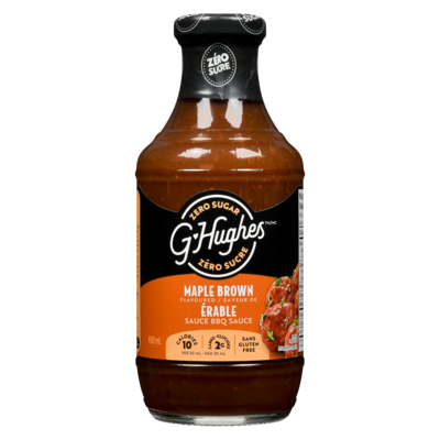 G Hughes Smokehouse Sans Sucre Sauce BBQ Saveur d'erable et de cassonade 490 ml, 1,53 $/100ml