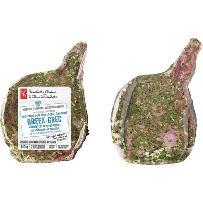 President's Choice World Of Flavours Greek Seasoned Pork Loin Chops 440 g, $2.16/100g