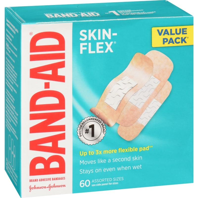 Skin-Flex Brand Adhesive Bandages Value Pack 60 Assorted Sizes