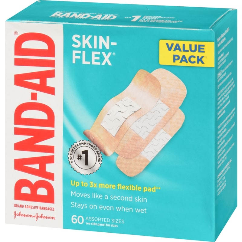 Skin-Flex Brand Adhesive Bandages Value Pack 60 Assorted Sizes