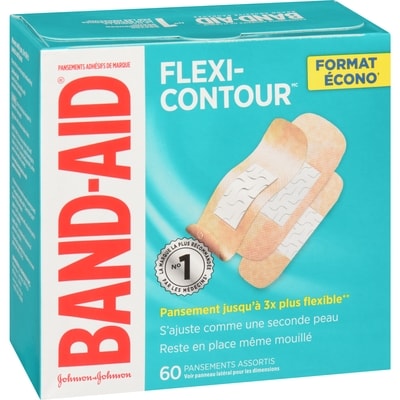 Flexi-Contour Pansements Adhésifs de Marque Emballage Écono 60 Pansements Assortis