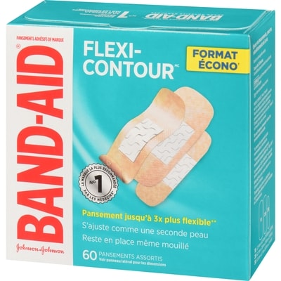 Flexi-Contour Pansements Adhésifs de Marque Emballage Écono 60 Pansements Assortis