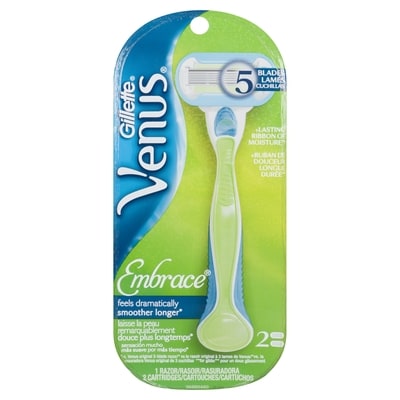 Gillette Rasoir Venus Extra doux Vert pour femmes, 1 manche de rasoir et 2 cartouches de rechange 1 ea, 15,99 $/1ch
