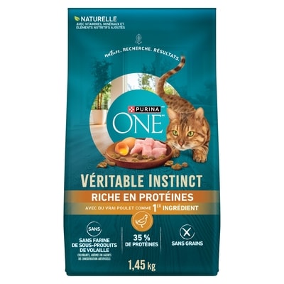 Purina ONE Véritable Instinct sans Grains Poulet, Nourriture Sèche pour Chats 1,45 kg 1.45 kg, 1,07 $/100g