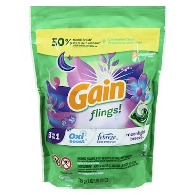 Gain flings! Liquid Laundry Detergent Pacs, Moonlight Breeze, 35 count 35 ea, $0.43/1ea