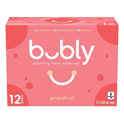 Bubly Sparkling Water Grapefruit Bubly  12x355.0 ml, $0.19/100ml