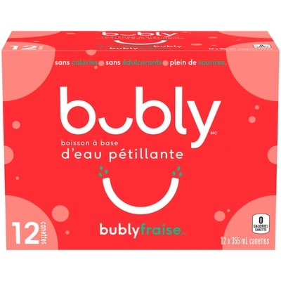 Eau pétillante Bubly Bubly eau pétillante fraise 12x355.0 ml, 0,17 $/100ml