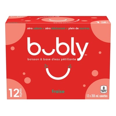 Eau pétillante Bubly Bubly eau pétillante fraise 12x355.0 ml, 0,19 $/100ml