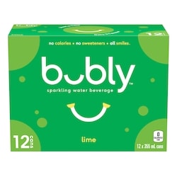 Bubly Sparkling Water Lime Sparkling Water Beverage, 12 Pack  12x355.0 ml, $0.20/100ml