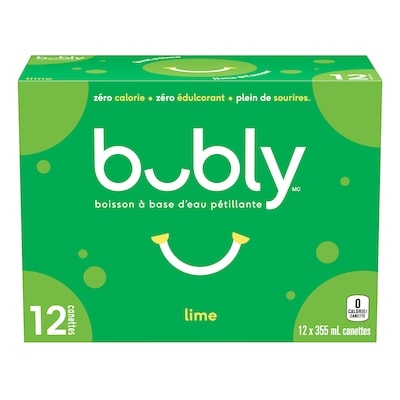 Eau pétillante Bubly Bubly eau pétillante lime, 12 12x355.0 ml, 0,19 $/100ml