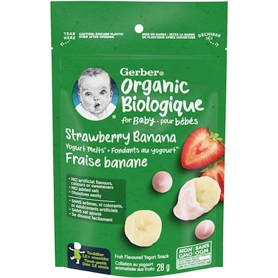 Nestlé FONDANTS AU YOGOURT Biologique Fraise et Banane, 28g 28 g, 17,82 $/100g