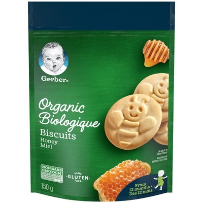 Gerber Gerber Organic Biscuits Honey Flavour Toddler Snack 150 g, $2.99/100g