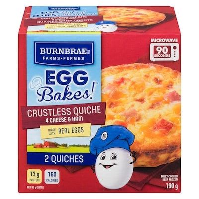 Burnbrae Farms Egg Bakes! Crustless Quiche 4 Cheese & Ham 2 ea, $2.00/1ea