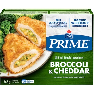 Maple Leaf Chicken Stuffed with Broccoli & Cheddar, Raised Without Antibiotics 568 g, $3.34/100g