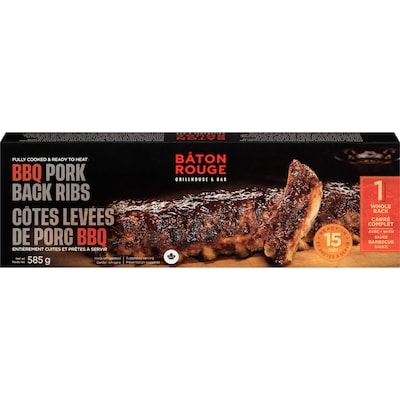 Bâton Rouge Côtes de dos de porc BBQ 585 g, 2,56 $/100g