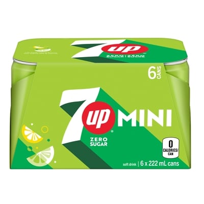 7Up Zero Sugar Lemon Lime Soft Drink 6x222.0 ml, $0.41/100ml
